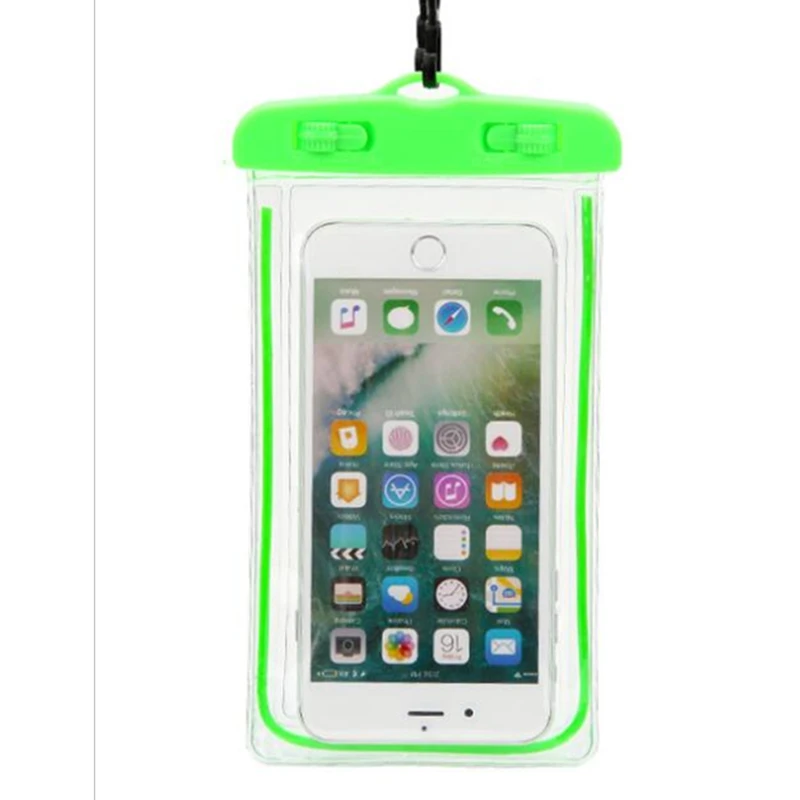 Хранение мобильных телефонов сумка прозрачная сумка для дайвинга пляжная водонепроницаемая сумка камера для дайвинга светящийся ПВХ Apple Эндрюс универсальный карман - Цвет: Зеленый