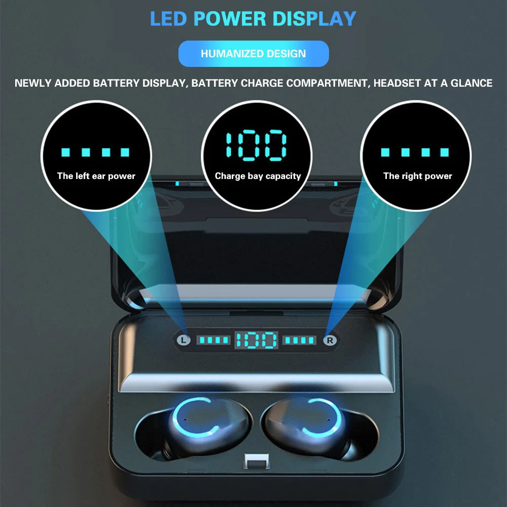 kowkaka Bluetooth V5 0 Earphones Wireless Earphones With Mic Sport Waterproof Headsets 2000mAh Charging Box For iphone 11 Xiaomi