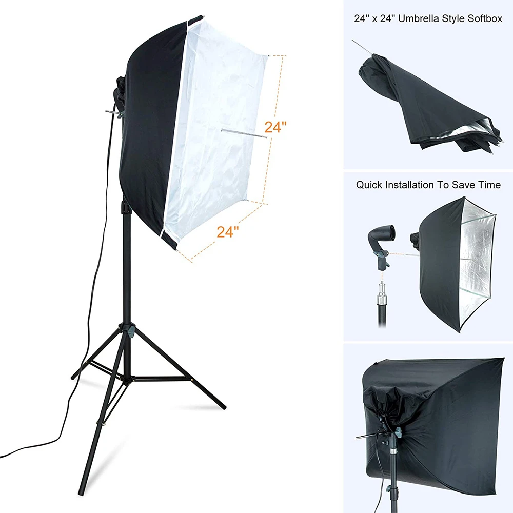Kit de caja luz suave para estudio fotográfico, con paraguas softbox, soporte de bombillas para fotografía interior|Paraguas tráslucido| -