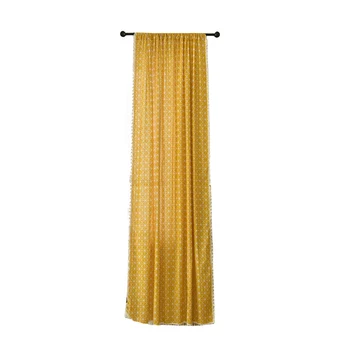 

Hanging Kitchen Soft Hotel Curtain Panel Geometric Print Bedroom Country Style With Tassels Yellow Shading Home Decor Darkening