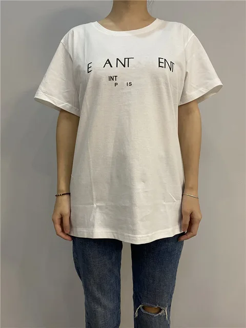 Women Summer T-shirt 100% Cotton High Quality Casual Loose Plus Size O-Neck Top Brand Female SL Letter Print Solid Lovers Tees