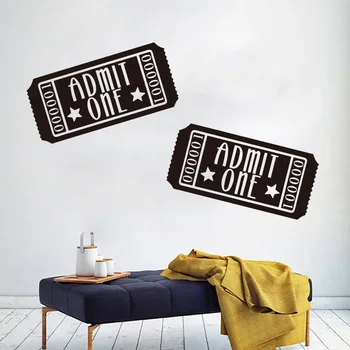 

Set Of 2 Home Theater Movie Tickets Admit One Wall Sticker Cinema Film Movie Theater Tickers Wall Decal Bedroom Playroom Vinyl