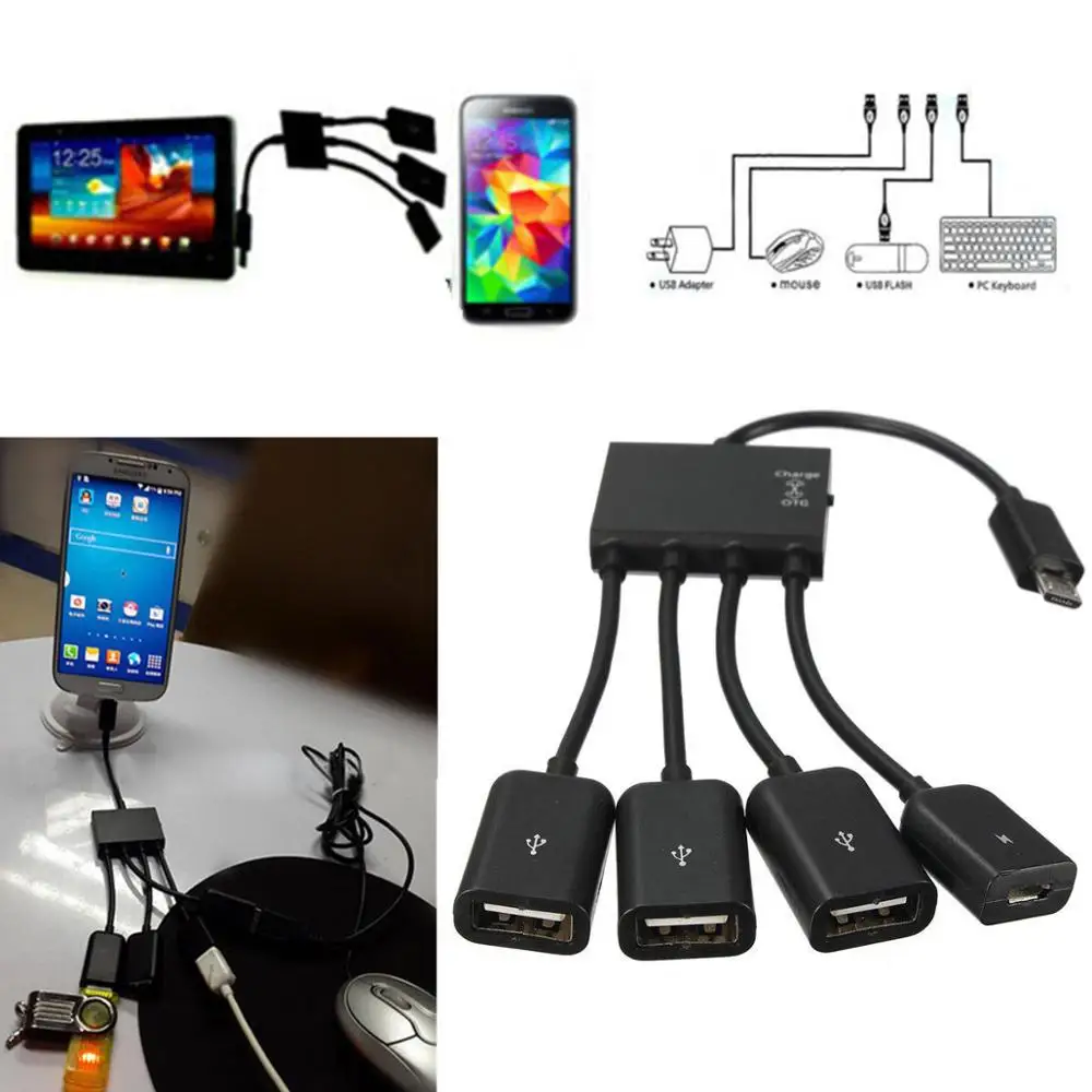 Asunflower OTG usb-хаб Micro USB на 3 порта USB 2,0 1 порт Micro usb зарядный концентратор OTG адаптер для Andriod телефона OTG концентратор адаптер