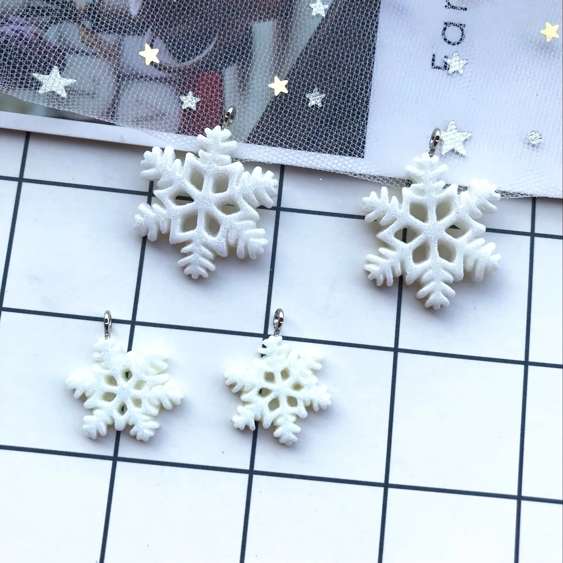10 шт. Симпатичные Подвески в виде снега из смолы с плоским основанием подвески