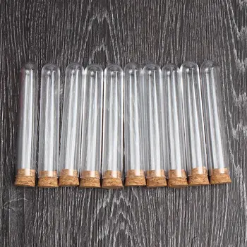 

10pcs/lot Transparent Plastic Round Bottom Test Tube With Cork Stoppers Empty Scented tea Tubes like glass 18x100mm