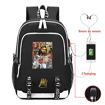 

J Cole Printed Mochila Backpack Bag Usb Charging Women Men Canvas School Backpacks College Travel Laptop Schoolbag Mochilas