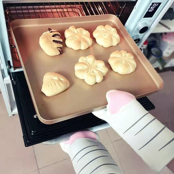 

3D Cartoon Cat Paws Oven Mitts Long Cotton Baking Insulation Gloves Heat Resistant Oven Gloves Kitchen Accessories