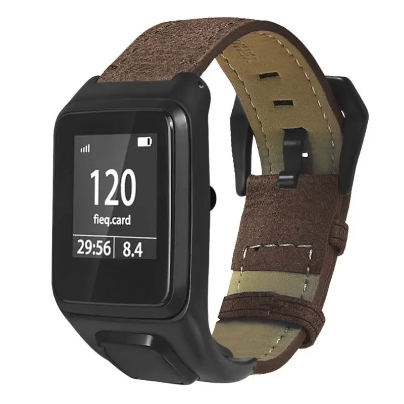 Replaced Replaced Genuine Leather Wrist Strap Metal Clasp Buckle Watchband Bracelet for TomTom Runner 2 3/Spark 3 2 Watch