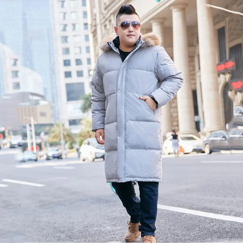 Light Gray Зимняя новая мужская негабаритная XL-9XL 10XL зимняя куртка со съемным меховым воротником длинная красная куртка выше колена - Цвет: Light Gray
