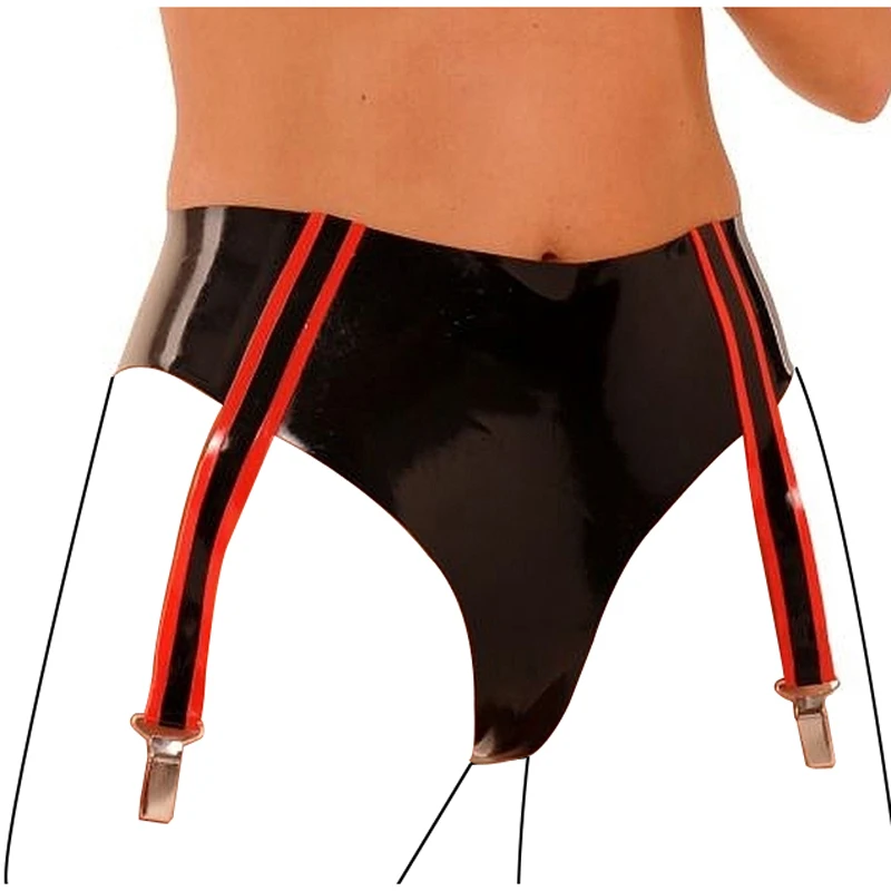 

Black And Red Sexy Rubber Garters For Stocking Belts Latex Briefs With Clips Shorts Bottoms JC-0021