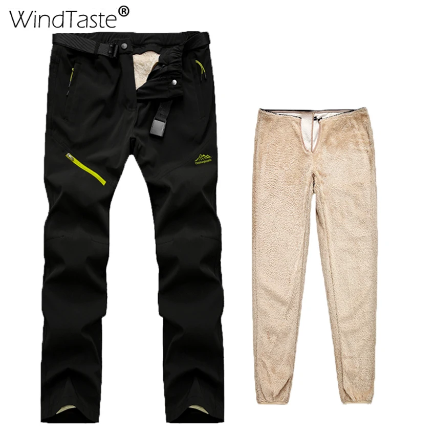 WindTaste зимние мужские 2 шт. съемные флисовые походные брюки для спорта на открытом воздухе, скалолазания, кемпинга, треккинга, мужские тепловые брюки KA149