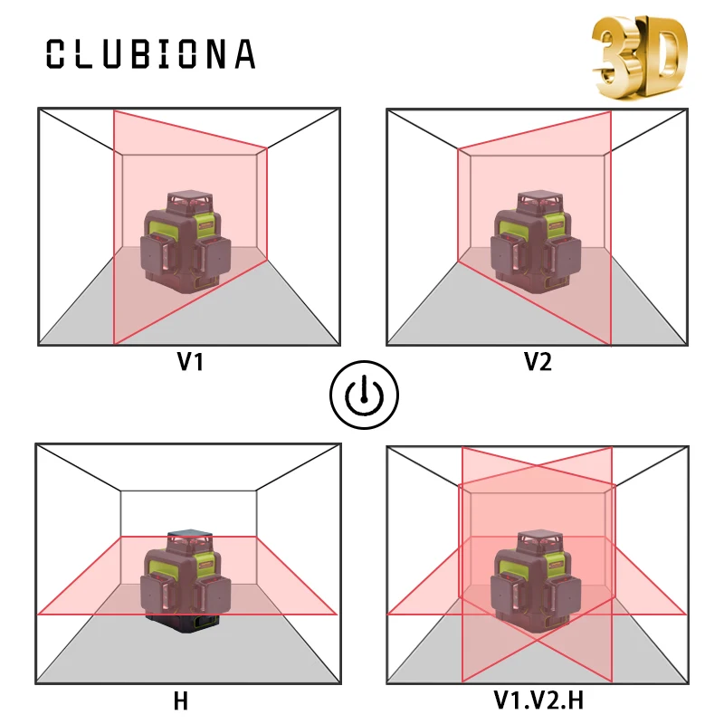 Самонивелирующийся лазерный 3D уровень CLUBIONA 12 линий пересечение горизонталей и