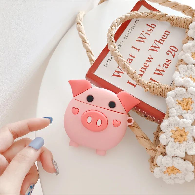 

3D Cute Bluetooth Earphone Case For Air Pods Case Cartoon Pig Cover For Apple Airpods 2 Earpods Case Coque