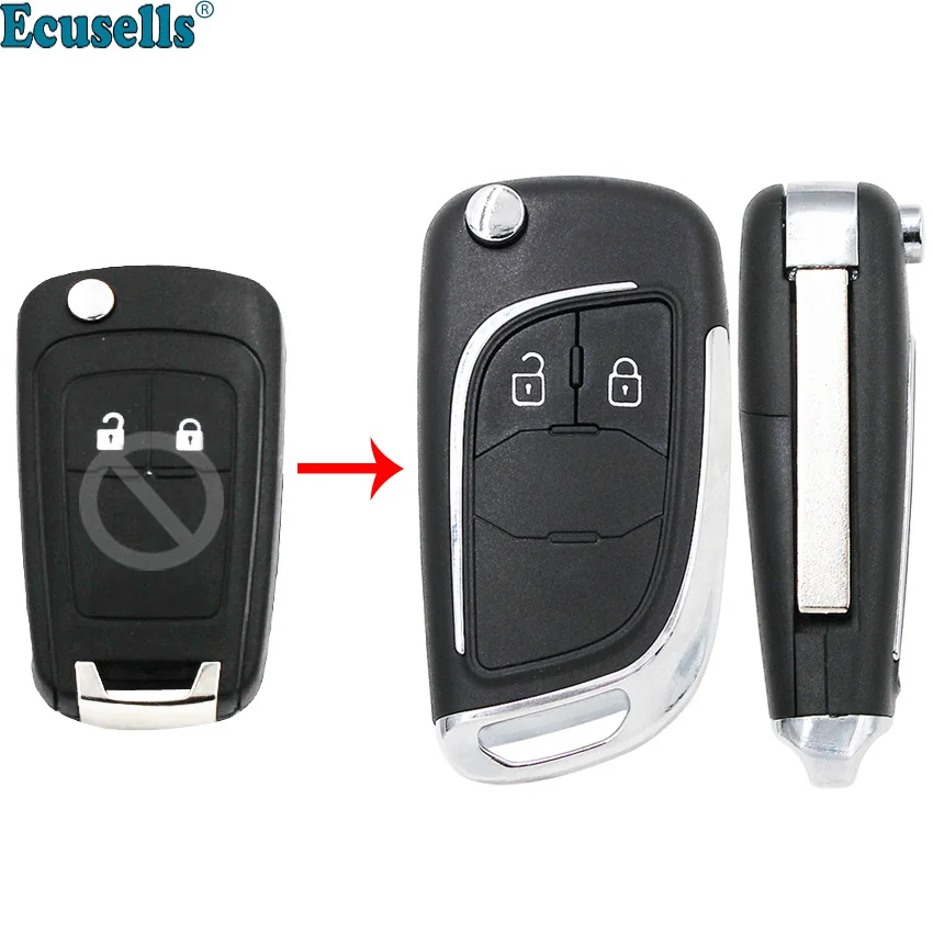 2 кнопки модифицированный флип складной ключ оболочки чехол fob для Chevrolet Aveo Cruze Orlando Trax Uncut HU100 Blade