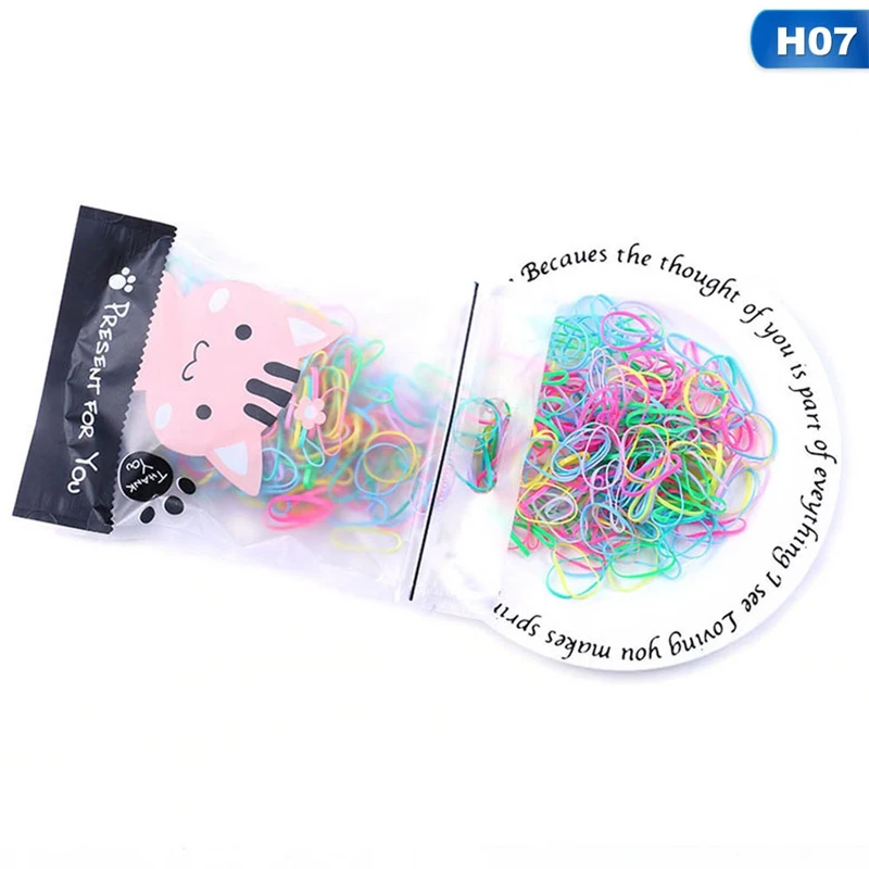 1000/500 шт./упак. девушки красочные одноразовые резиновые резинки с завязками для тканью; прическа хвостик; ; резинка для волос, обтянутая тканью; ремешки; модные аксессуары для волос