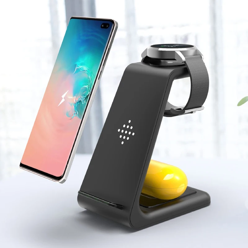 10W Qi Wireless Charger for iphone 11 Pro X Xs Max 3 in 1 wireless Charging Dock Station for Samsung Galaxy Buds Watch Active X