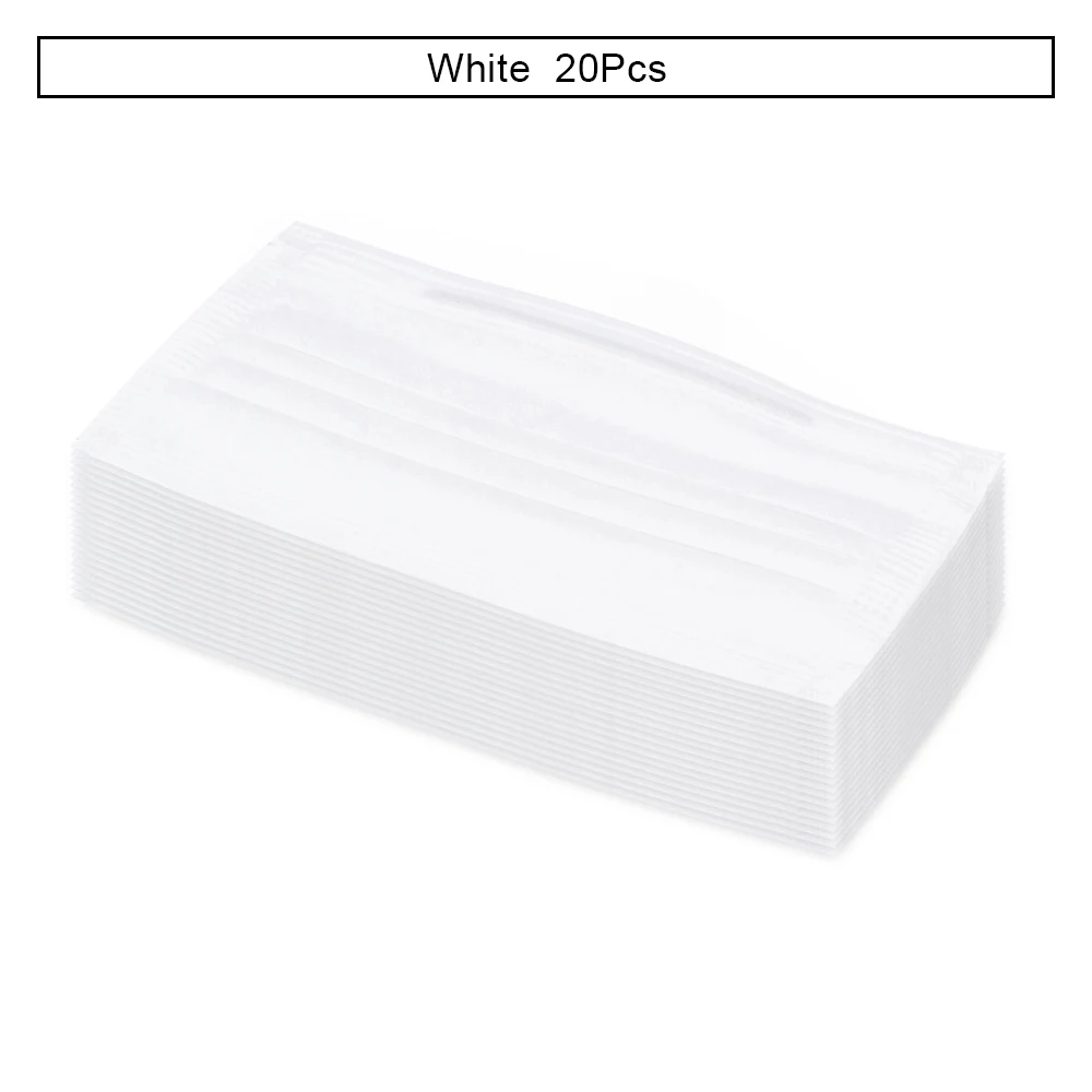 White 20pcs 10/20/50 шт одноразовая маска для лица, ресниц для наращивания нетканый 3 слоя Анти-пыль/горячий воздух Стоматологическая бумажная Хирургическая Маска - Цвет: White 20pcs