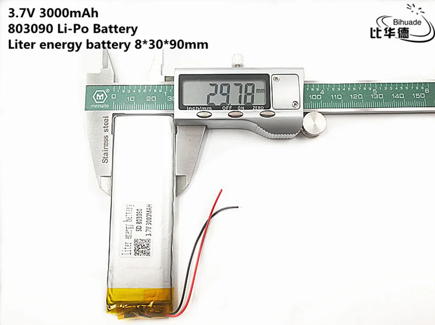 Литровая энергетическая батарея хорошего качества 3,7 в, 3000 мАч 803090 полимерная литий-ионная/литий-ионная батарея для планшетных ПК банка, gps, mp3, mp4