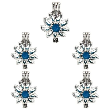 

5PCS Openable Sun Flower Necklace locket Aromatherapy Essential Oil Diffusion Pearl Cage Pendant k619