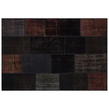 

Handmade Black Vintage Overdyed Patchwork Area Rug 160x230 Cm-5'3''X7'7''