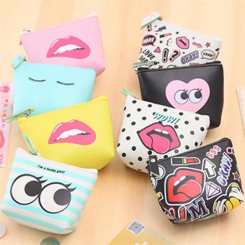 

Vogvigo Purses Fashion Zipper Small Cartoon Cat Waterproof Lip Heart Coin Purse Card Bag Clutch Wallet key Bags