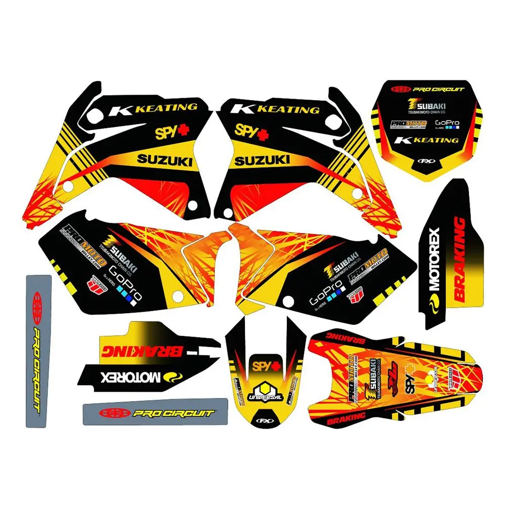 

New Full Graphics Decals Stickers Custom Number Name 3M Bright Matte Stickers Waterproof For Suzuki RMZ450 2005-2006