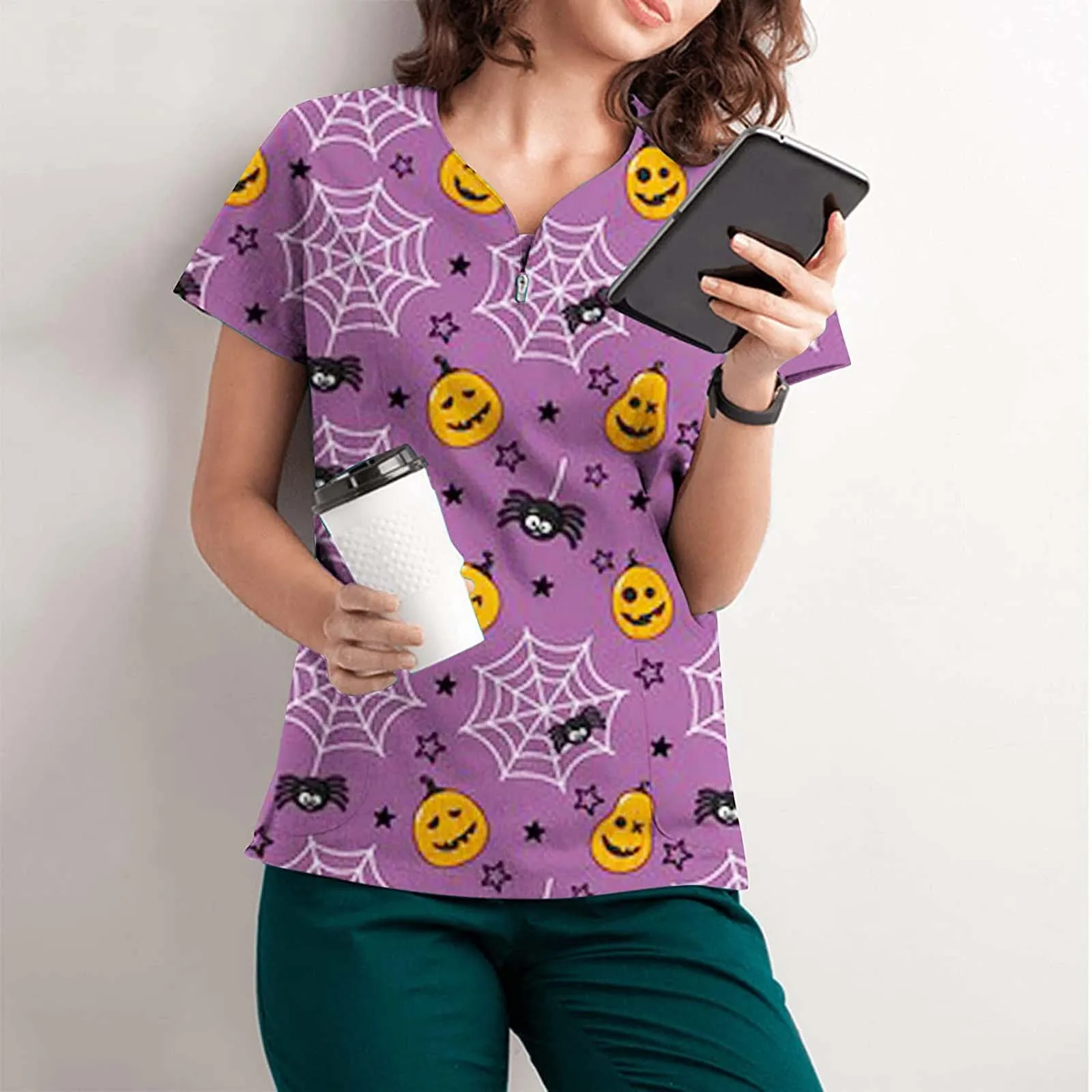 Uniforme de enfermera de Halloween para mujer, Tops de salón de belleza y  odontología, con cuello en V, uniformes de trabajo de enfermería y  farmacia|Uniforme de enfermera| - AliExpress