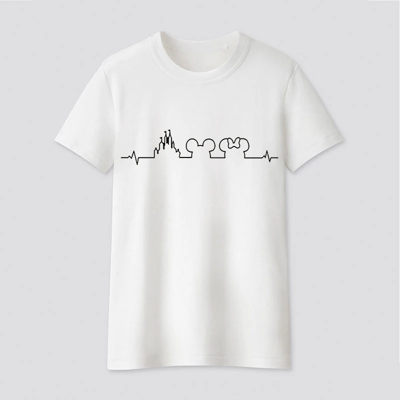 Graphic tees tops Beating heart theme tshirts women funny t shirt white Tops casual short Camisetas Mujer_T-Shirt
