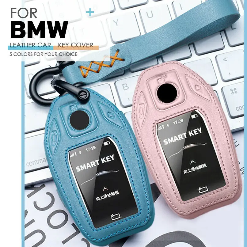 Модный чехол брелок из натуральной кожи для автомобильного смарт дисплея BMW 2016 2019