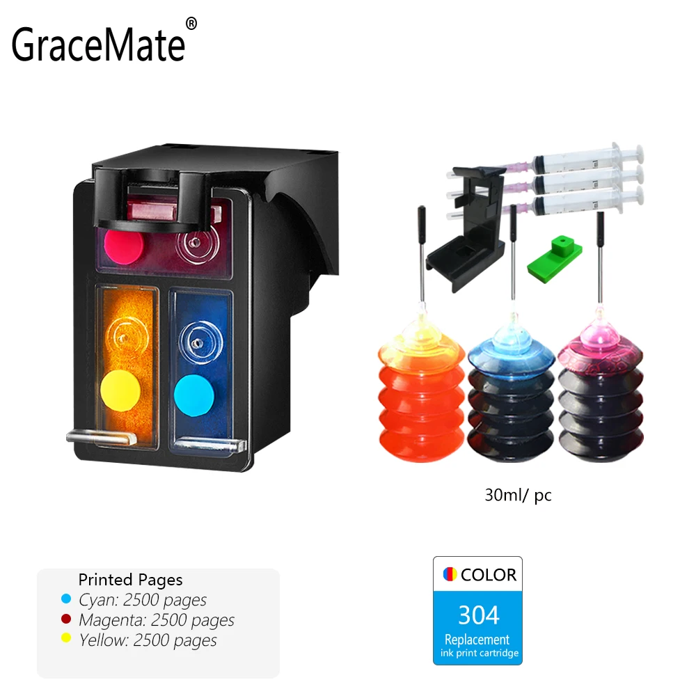 GraceMate 304 совместимый картридж с чернилами для hp 304 для 2620 2630 2632 3700 3720 3730 3732 5010 5020 5030 5032 5034 5052 принтер - Цвет: Ink Cartridge 304