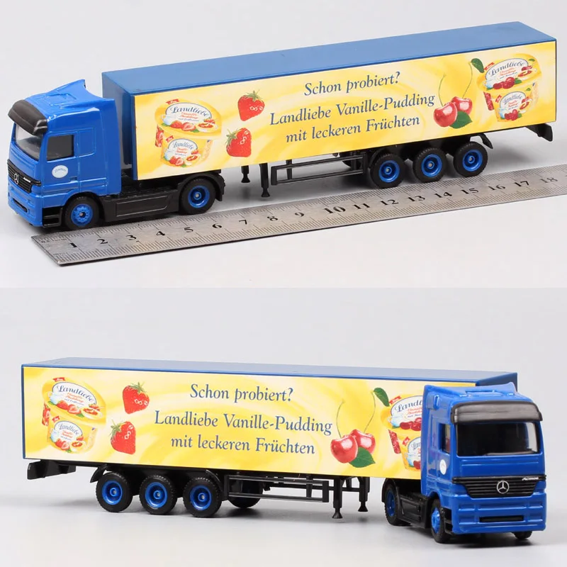 1/87 Scale Mini Small Germany Advertising AD Media container Cargo trailer tow Truck Diecasts& Toy Vehicles model Cars souvenir - Цвет: Армейский зеленый