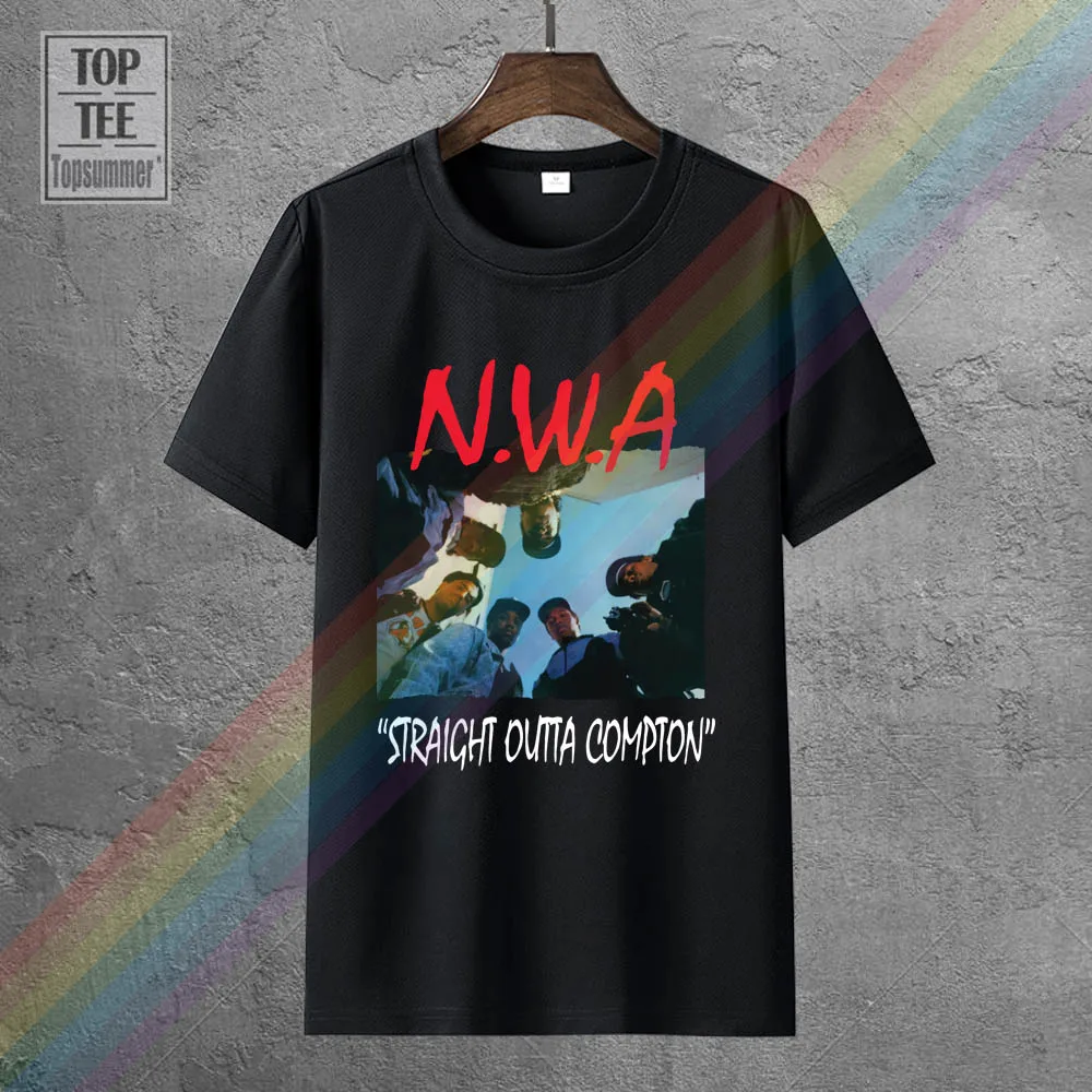 N W A T Shirt Straight Outta Compton Tee Man Movie Hip Hop Rap Nwa Ice Cube Dr Dre Eazy E Dj Yella Mc Ren Black S 3Xl | Мужская одежда