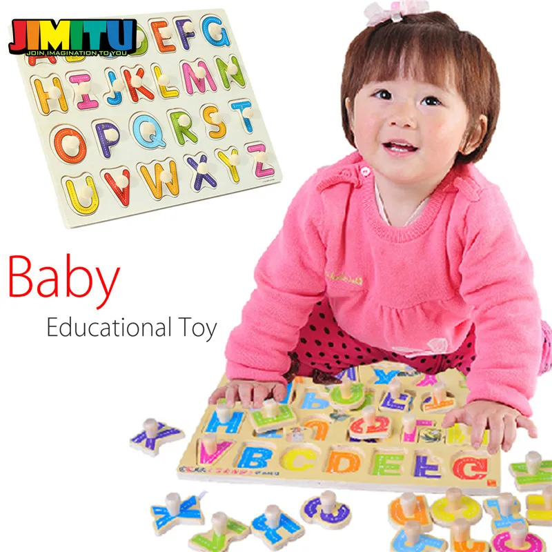 JIMITU ABC алфавит деревянные головоломки игрушки для детей раннего обучения обучающая игра подарок 26 букв головоломки игрушки набор