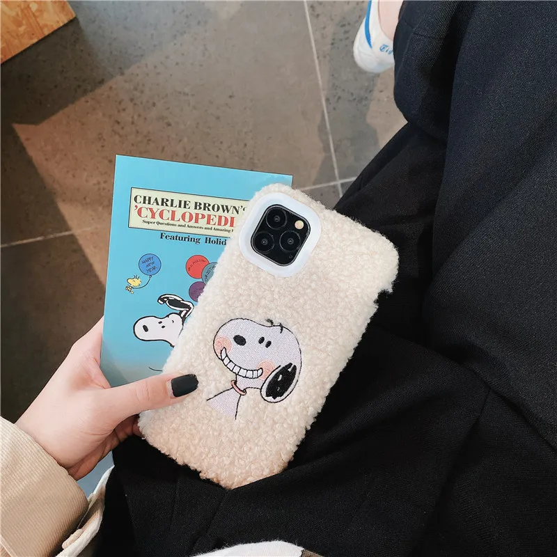 PEANUTS мягкая задняя крышка 3D вышивка милая собака Charlie теплая рука для Iphone 11 Pro Max XR X XS 11 Pro XS Max 11 7 8 Plus чехол