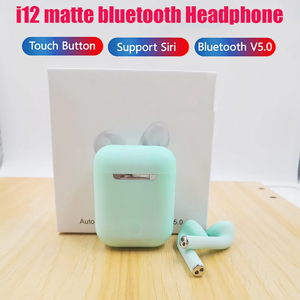 i12 c green I12 tws оригинальные матовые bluetooth наушники bluetooth 5,0 Touch Pop up беспроводная гарнитура спортивная для смартфонов - Цвет: i12 c green