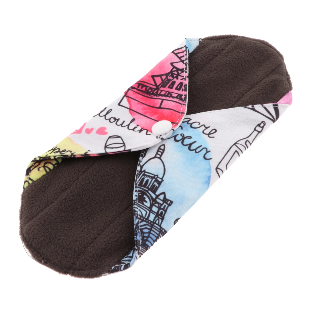 Charcoal Bamboo Fiber Washable Menstrual Sanitary Maternity Pad for Female Bamboo Charcoal Cloth Sanitary Pad Reusable Panty Pad