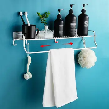 

Wall Mounted Bathroom Shelf Multi-function Free Punching Floating Storage Rack Shower Bath Shampoos Holder Accessories