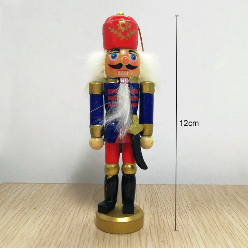 6Pcs Wooden Nutcracker Doll Soldier Miniature Figurines Vintage Handcraft Puppet New Year Christmas Ornaments Home Decor