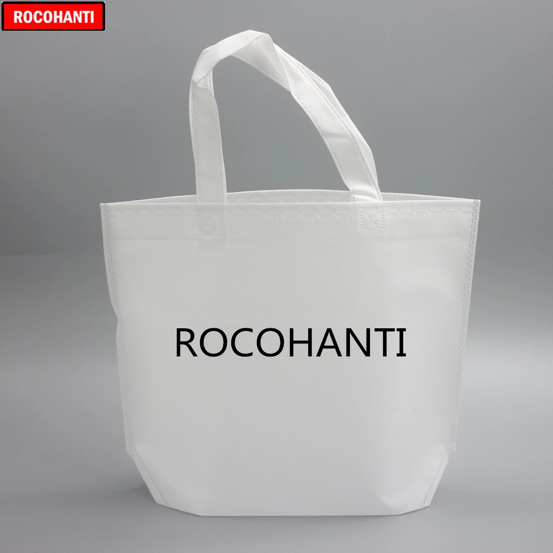 

100X Customized Logo Printing Recyclable PP White Non Woven Shopping Bag Reusable Folding For Trading Show Promotional Shoe Bag