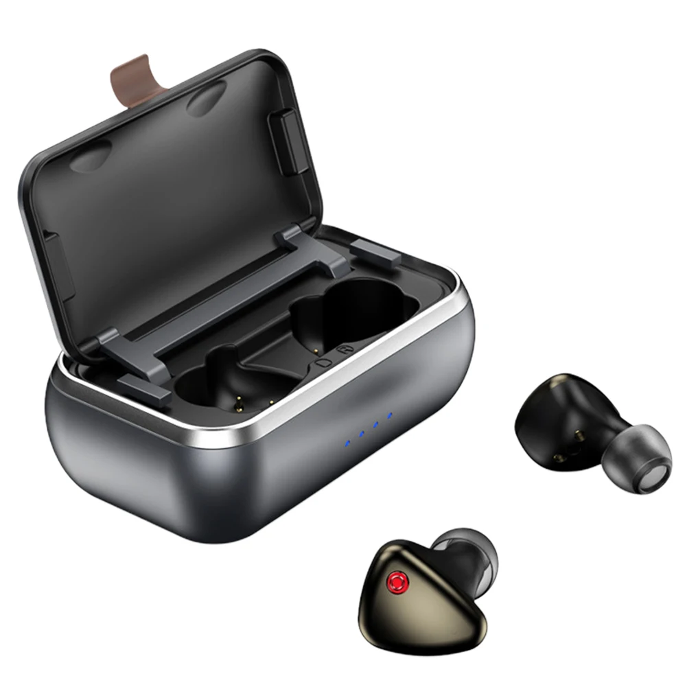 Grey Шум отмена игровая гарнитура Bluetooth Мощность Дополнительный внешний аккумулятор с порт для зарядки через чехол Мини 3D стерео TWS 5,0 Беспроводной HD Портативный Перезаряжаемые - Цвет: Grey