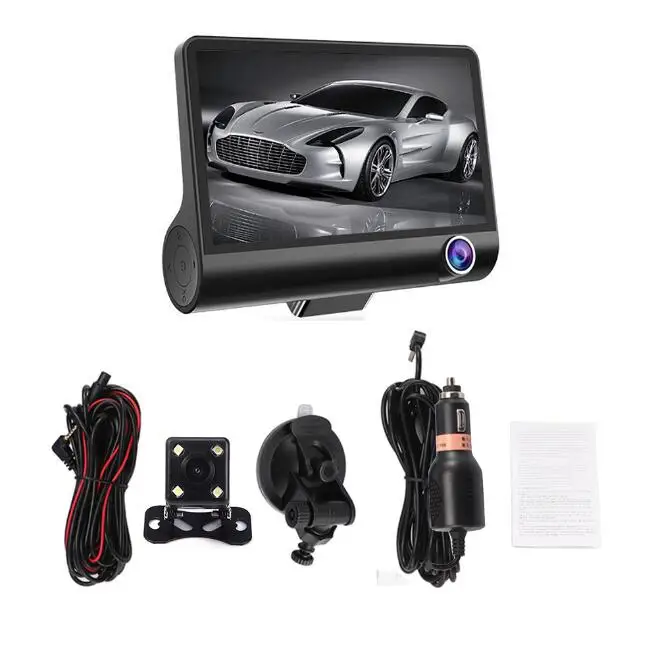 DVR with Back Camera 3 объектива камеры 1080P HD Автомобильный видеорегистратор Камера заднего вида 170 градусов широкий угол ночного видения авто регистратор g-сенсор Автомобильный видеорегистратор - Название цвета: DVR with Back Camera