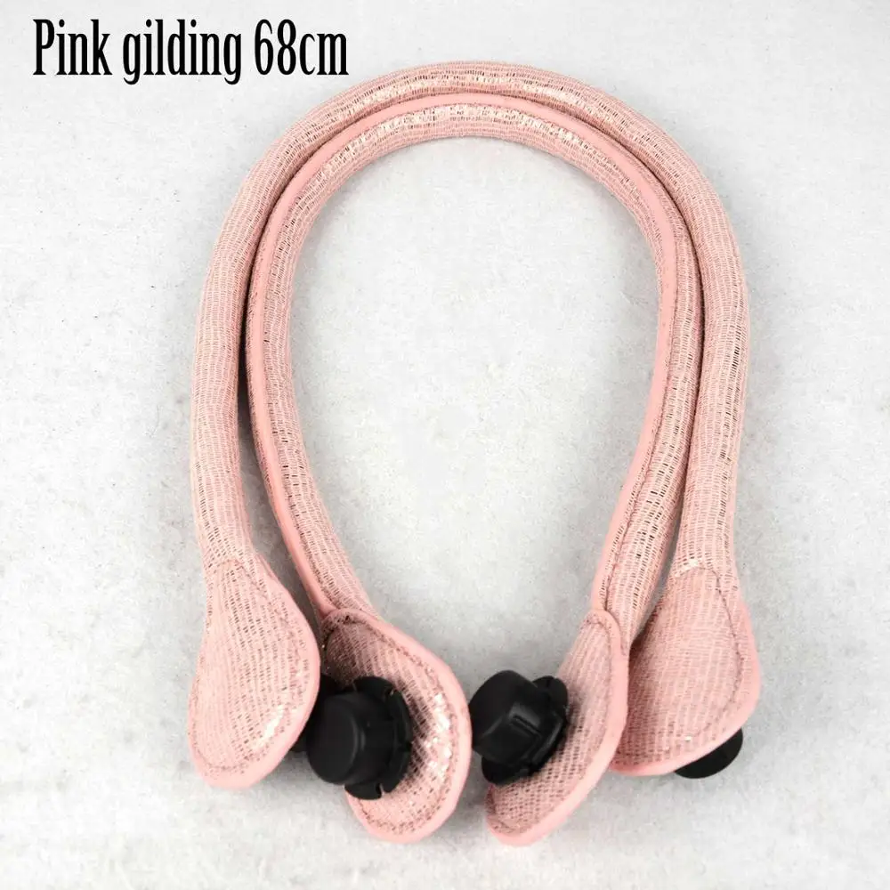 pink gilding 68cm TANQU короткий длинный круглый Pu искусственная кожа ручка для Obag классический мини O сумка женские сумки на плечо - Цвет: pink gilding 68cm