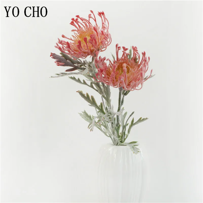Vibrant Flocked Leucospermum Artificial Flowers