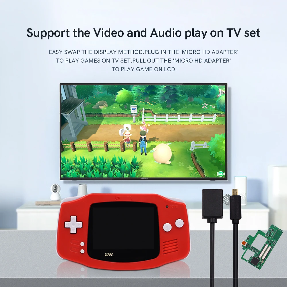 40Pin HDMI-compatible Adapter HDTV Converter V2 Backlight Brightness IPS LCD Kit For 40Pin Gameboy Advance GBA &Pre-cut shell