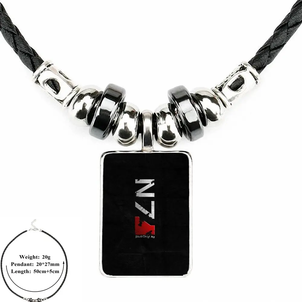 as picture EJ глазурь Mass Effect N7 черная кожаная подвеска-бусы винтажная стеклянная подвеска женское ожерелье ювелирные изделия для женщин подарок для девушек - Окраска металла: as picture