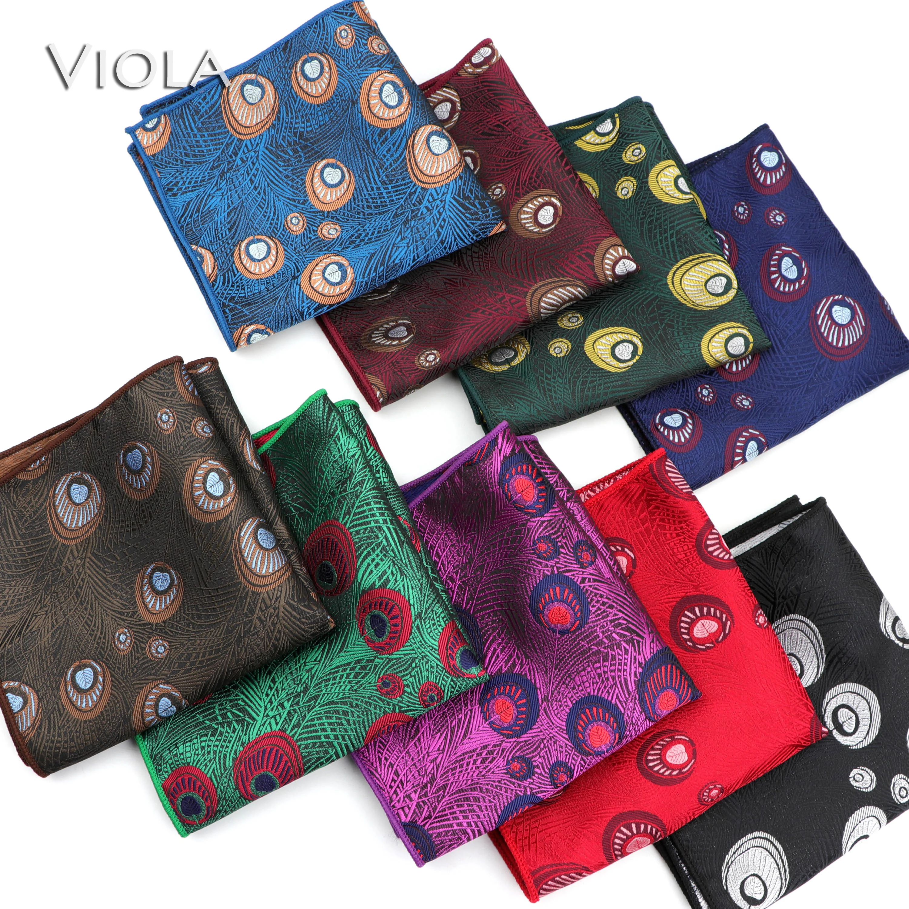 Винтажный жаккардовый носовой платок из полиэстера с перьями павлина красивый