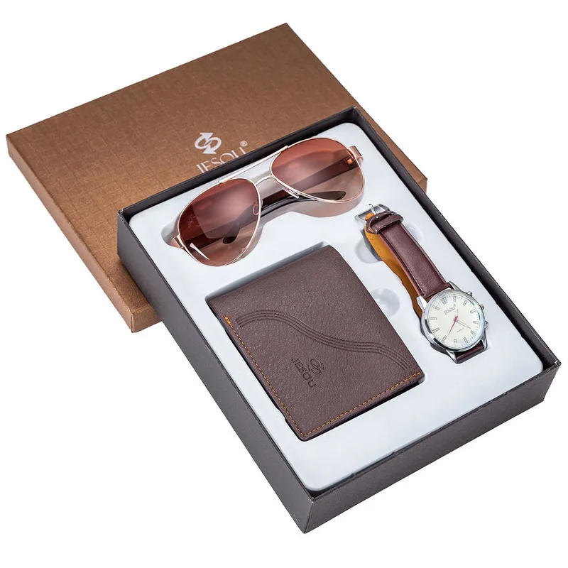 

2020 Men's Wrist Watch Male Wallet Sunglasses Suit Combination Set