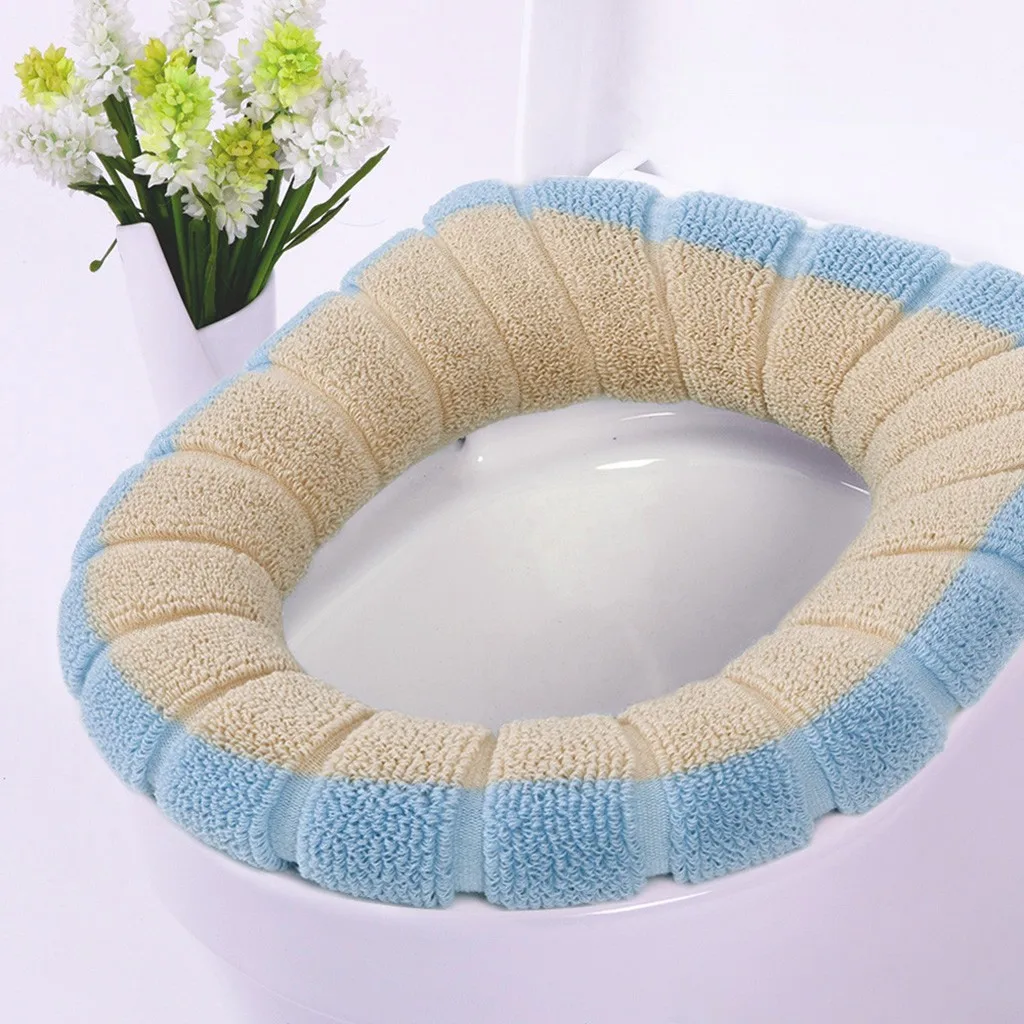 Ванная комната теплый мягкий чехол для унитаза моющийся коврик набор для домашнего декора коврик для унитаза чехол для унитаза крышка для унитаза Универсальный - Цвет: blue beige