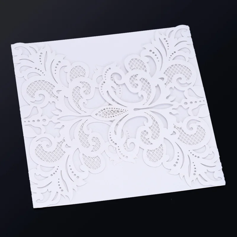  10 Pcs/ Set Wedding Party Invitation Card Decor Cards Envelope Delicate Carved Flower Wedding Party - 4000289571504