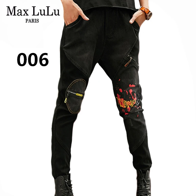 MAX Lulu модные карманы на молнии дизайнерские Обувь для девочек Дамские шаровары Для женщин черные джинсы зимние теплые женские Мех животных